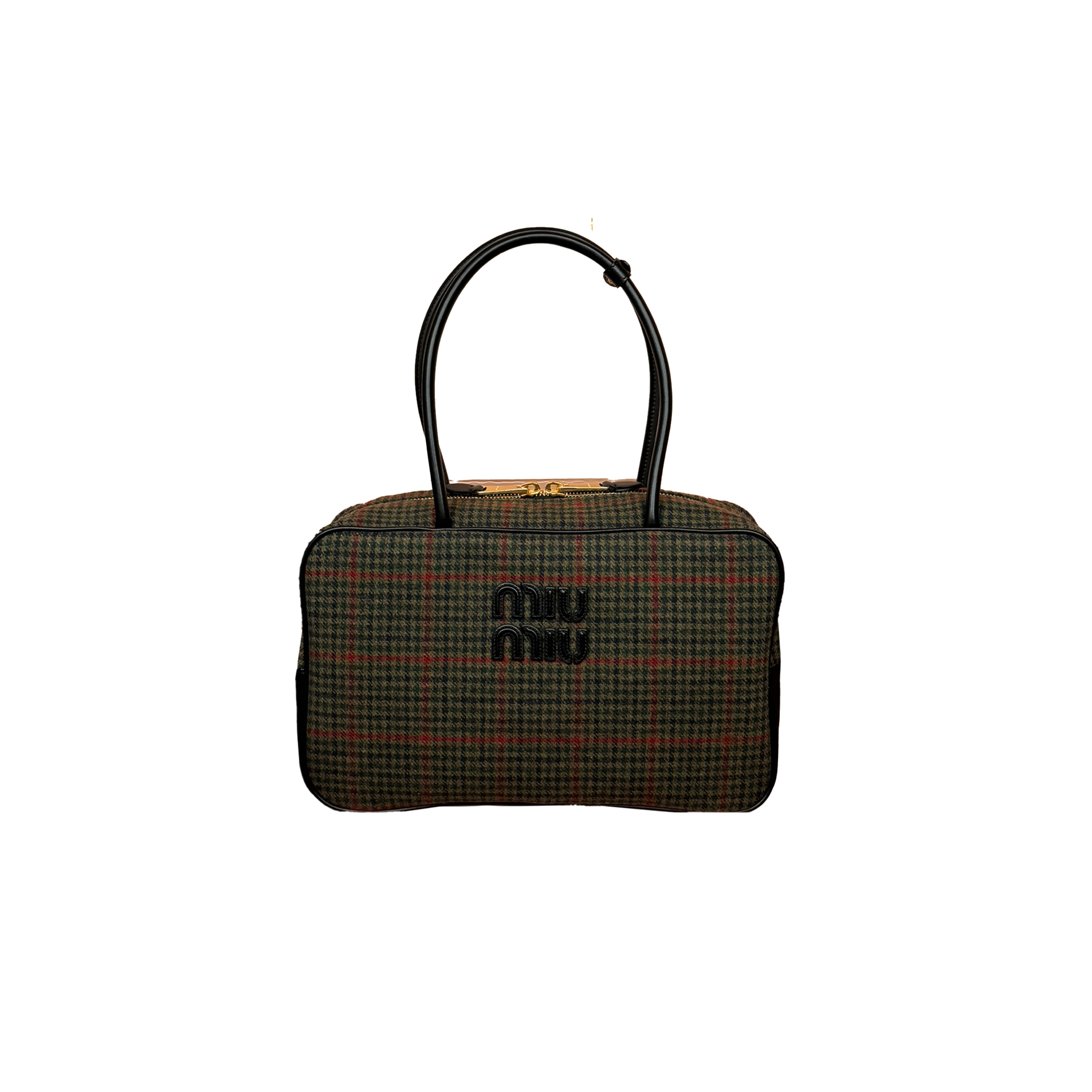 M1v M1v beau tartan top-handle bag with leather details 5bb163 (34*20*10cm)